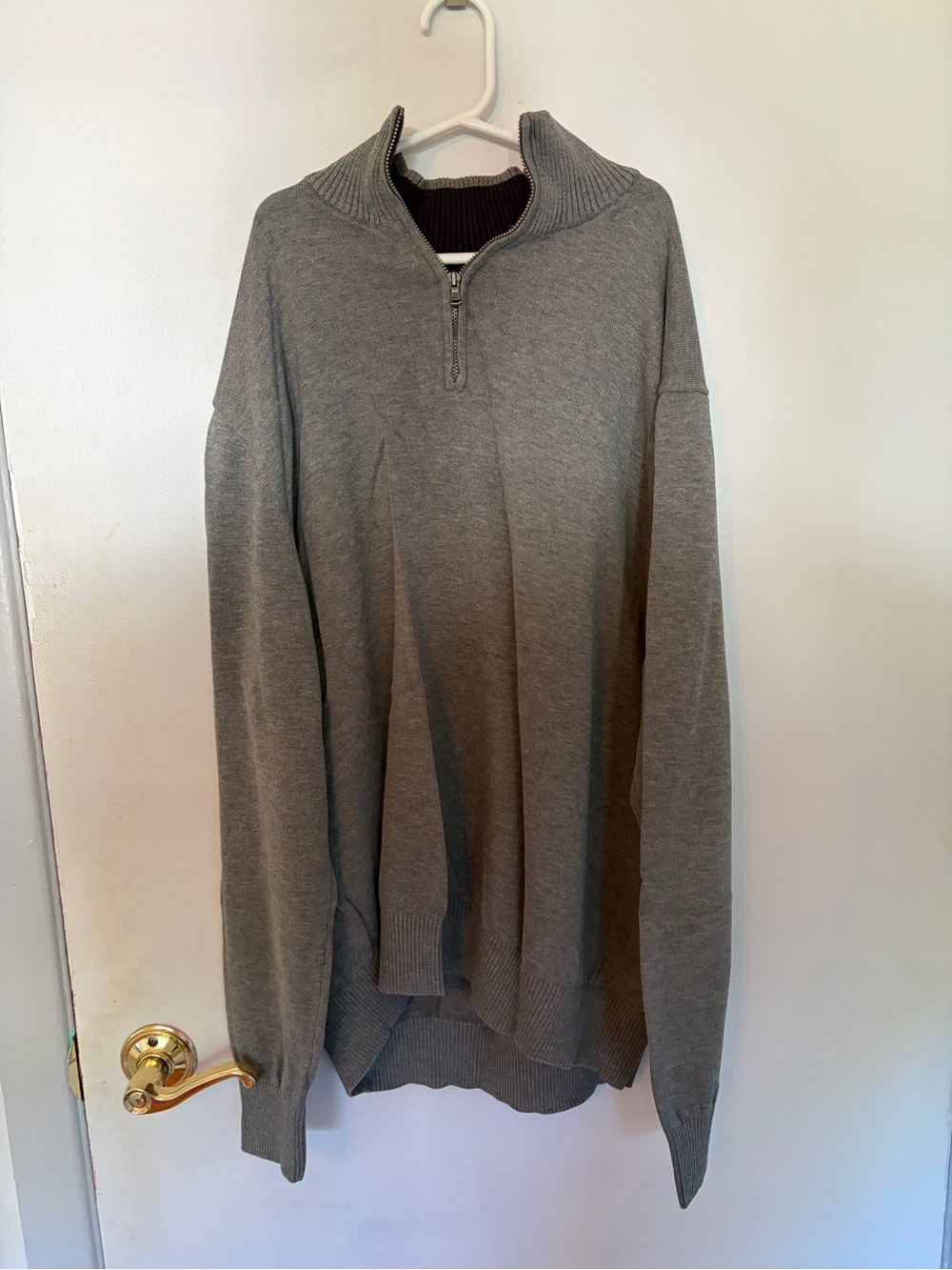 Men’s Lands' End Grey Quarter-Zip Sweater Size Large